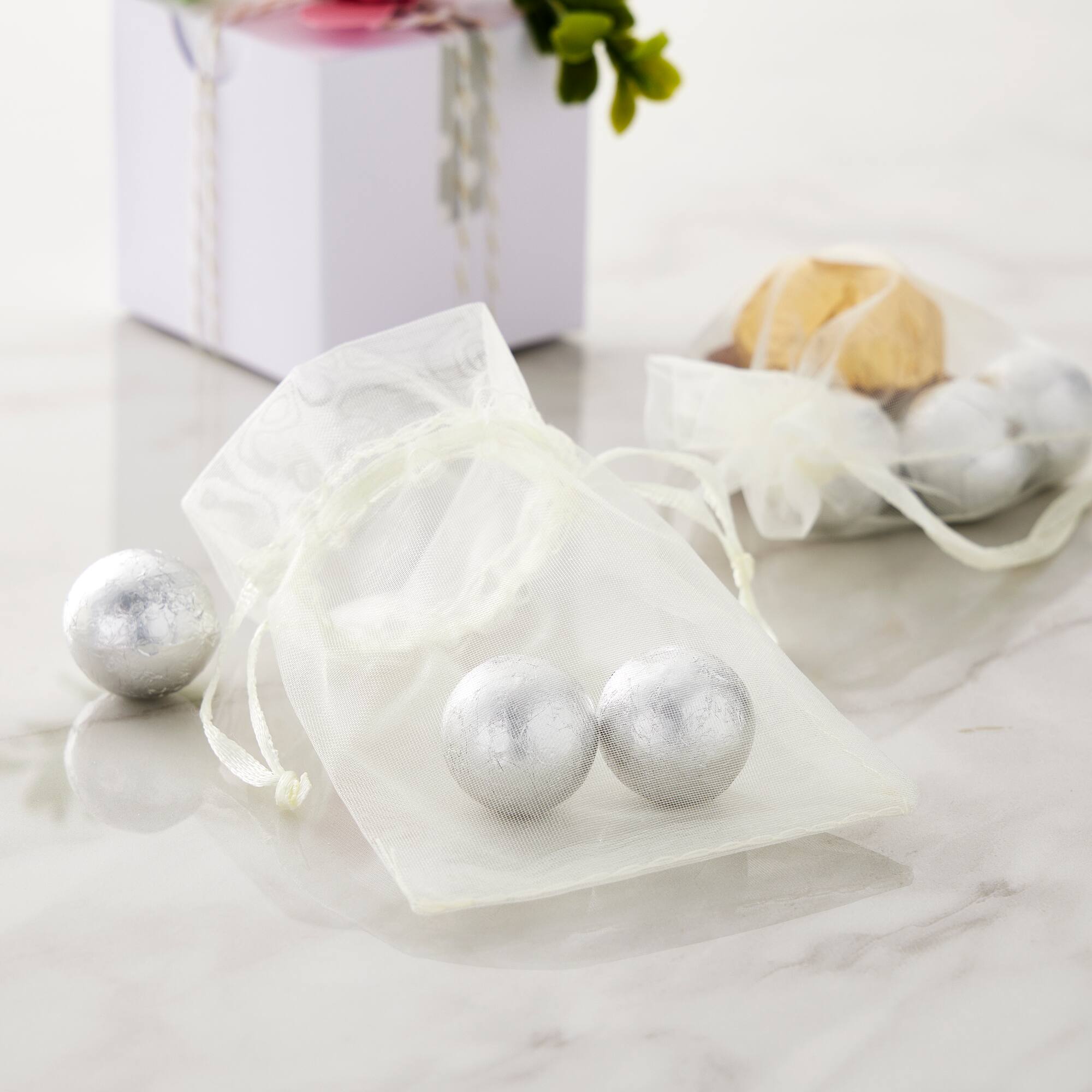 12 Pack: Small Ivory Organza Favor Bags by Celebrate It™ Occasions™